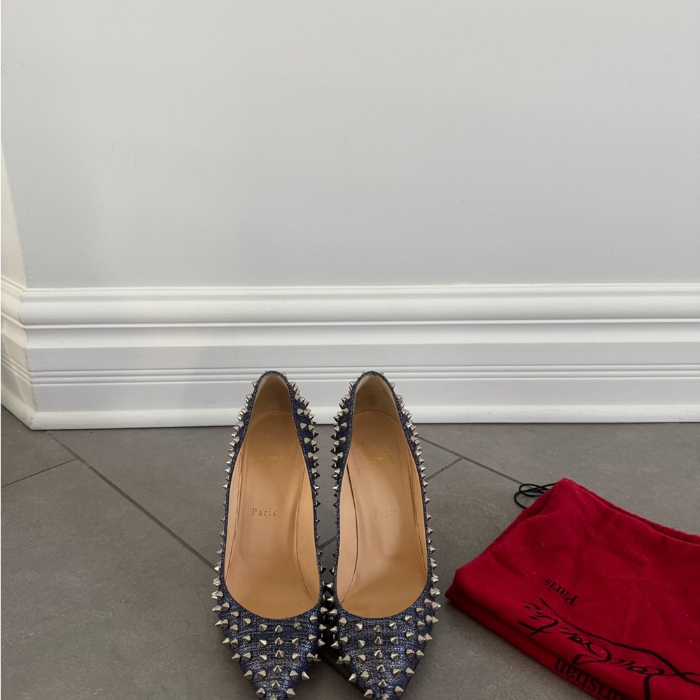 Christian Louboutin Pigalle Follies Denim Spiked - Picture 2 of 4